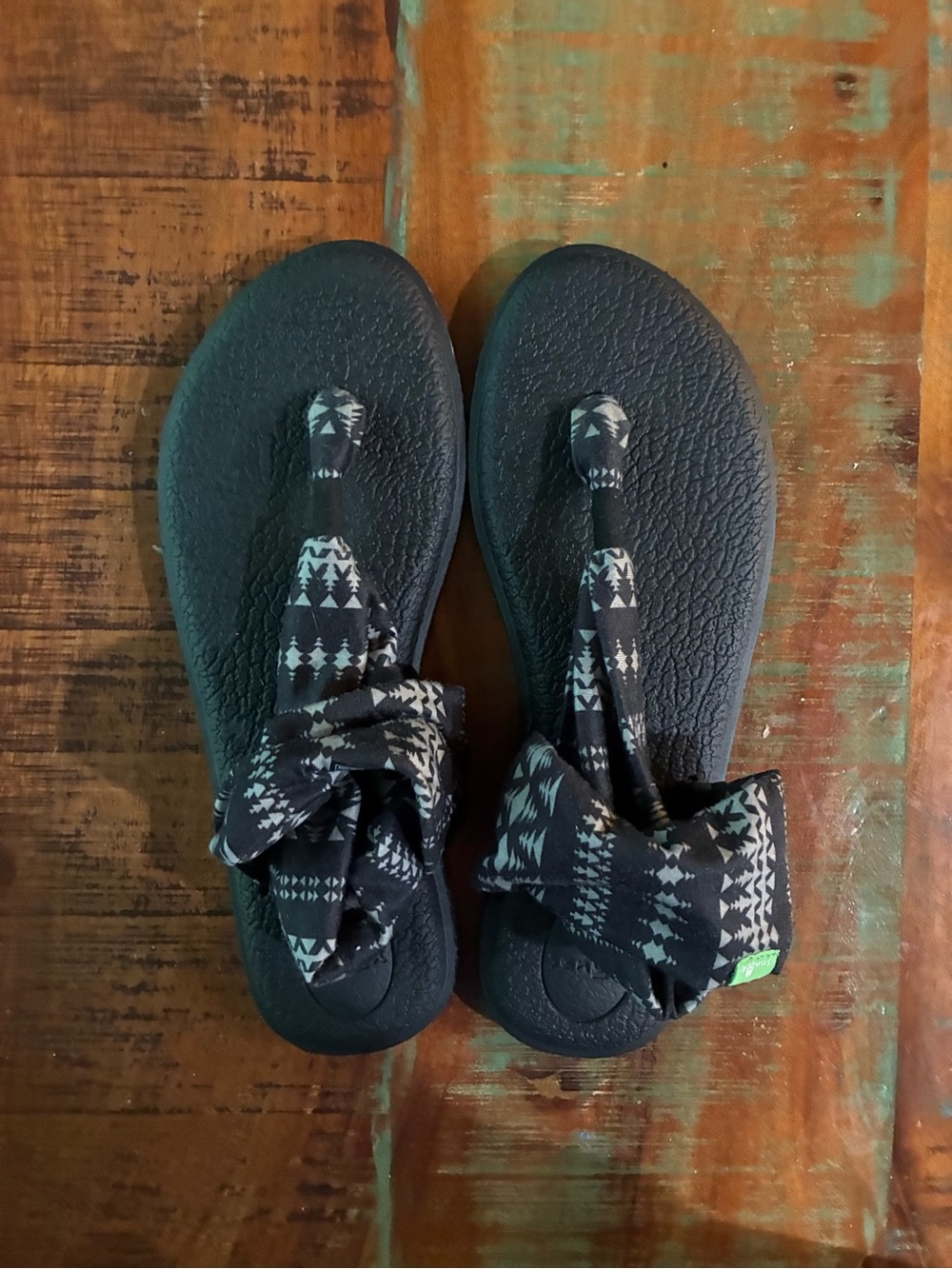 Sanuk YOGA SLING 2 PRINTS Womens Sandals 1100694 Black Chevron Size 9